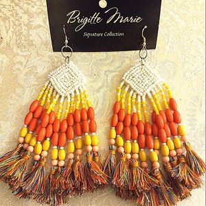 Beautiful Colorful Beaded 5" Long Earrings